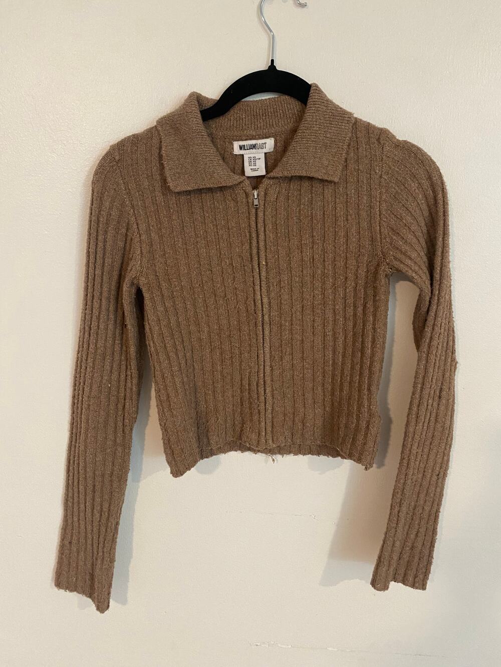 William Rast Knit Ribbed Tan/Brown crop Sweater SZ XS